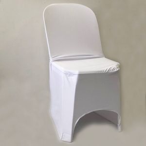 white fabric fitted chair cover (sash purchase separate)